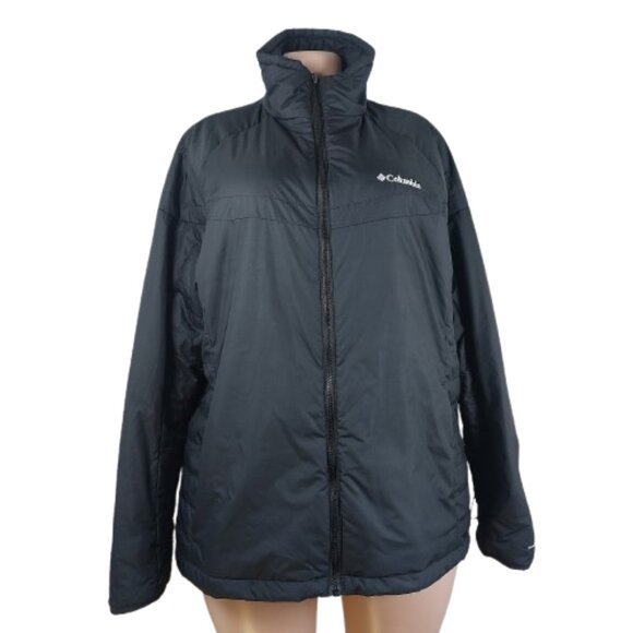 Columbia Women's Black Long Sleeve Mock Neck Full-Zip Windbreaker Jacket Size 1X - Picture 1 of 13